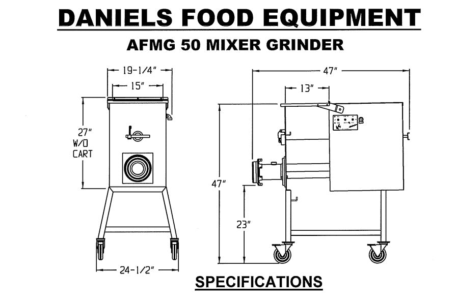 Daniels Food Equipment AFMG 50 Meat Mixer Grinder