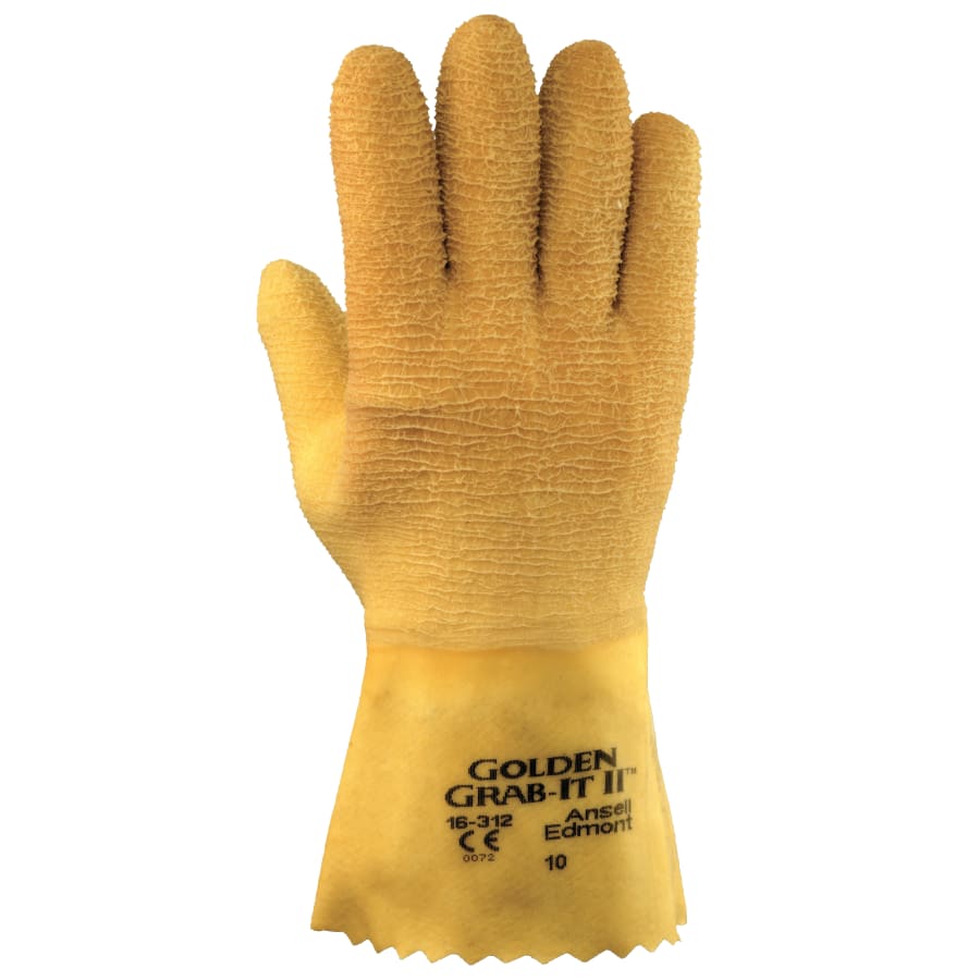 Golden Grab-It® Gloves, Size 10, Gray/Yellow, Fully Coated