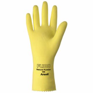 Unsupported Latex Gloves, 8, Natural Latex, Flock Lined, Yellow