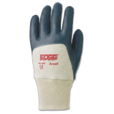 Edge® Nitrile Gloves, Knit Wrist Cuff, Interlock Knit Lined, Size 10, Black