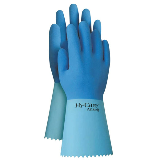 Hy-Care® Gloves, 10, Natural Latex, Blue