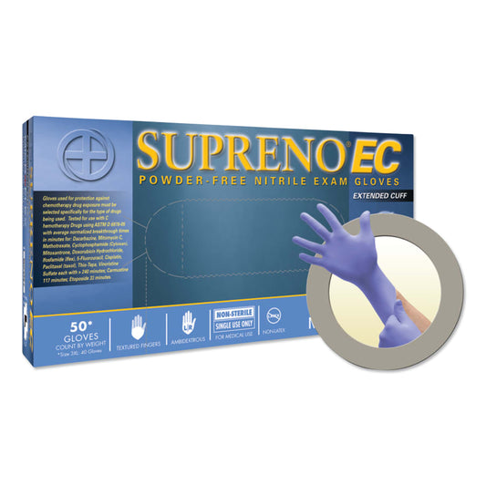 Supreno® EC SEC-375 Nitrile Disposable Gloves, 5.5 mil Palm, 8.3 mil Fingers, 2X-Large, Violet Blue