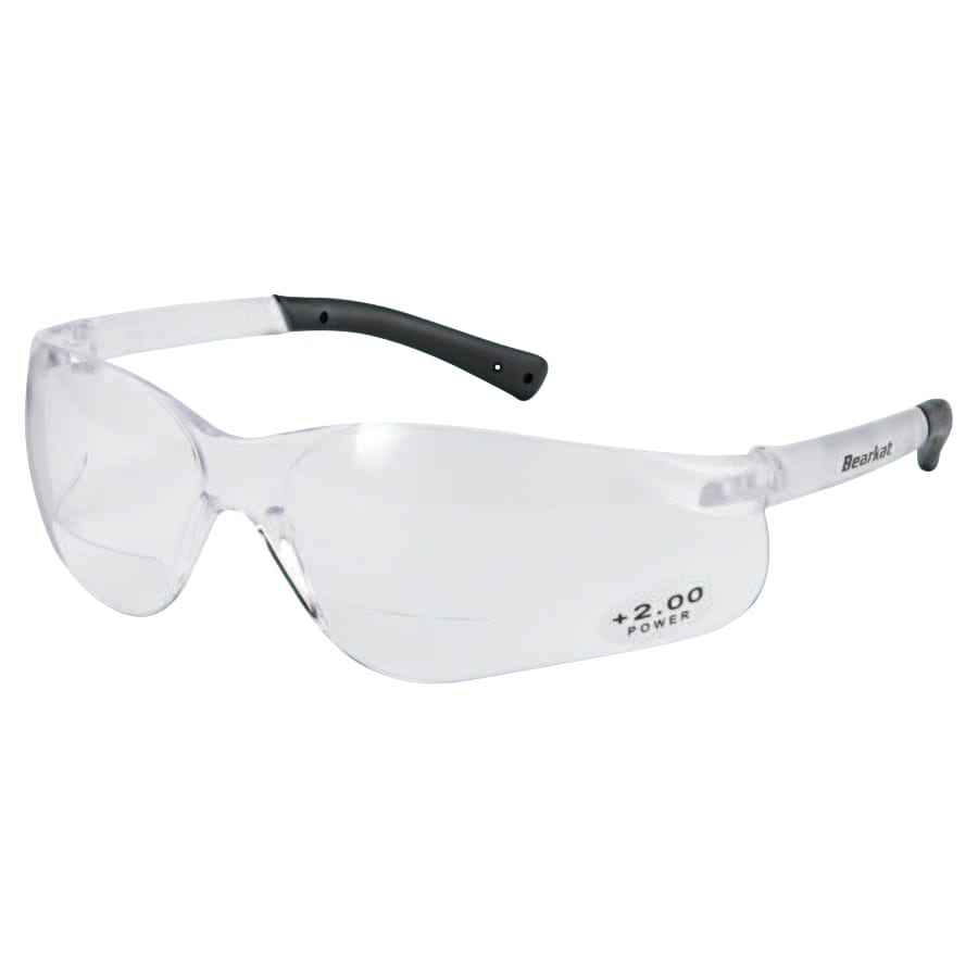 BearKat® BK1 Series Bifocal Readers Safety Glasses, Clear Lens, 2.0 Dipter, Clear Frame