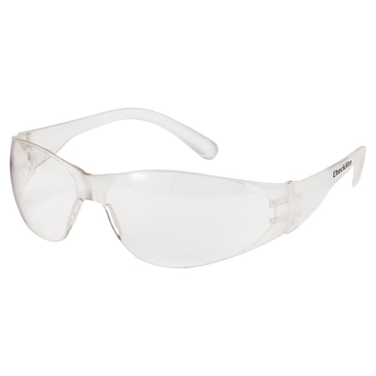 Checklite® Safety Glasses, Clear Lens, Polycarbonate, Uncoated, Clear Frame