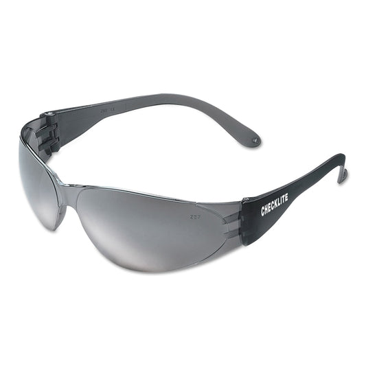 Checklite® CL1 Frameless Safety Glasses, Polycarbonate Silver Mirror Lens, Duramass®, Smoke Polycarbonate Temples