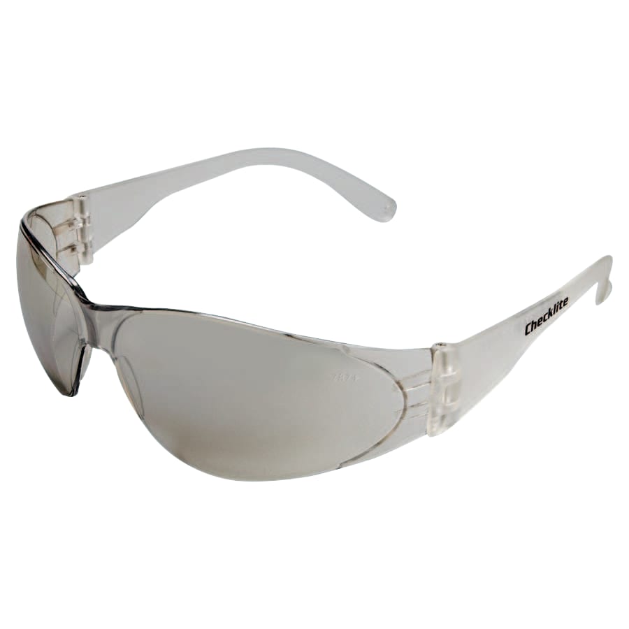 Checklite® CL1 Frameless Safety Glasses, Polycarbonate I/O Clear Mirror Lens, Duramass®, Clear Polycarbonate Temples