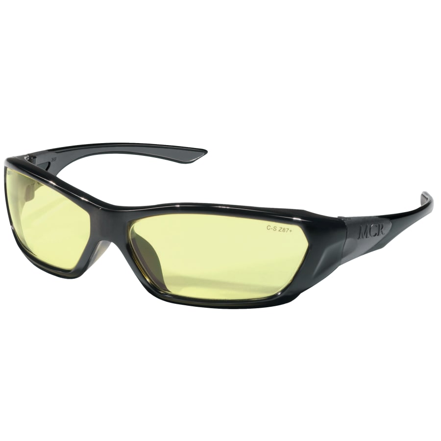 ForceFlex Protective Eyewear, Amber Lens, Duramass Hard Coat, Black Frame