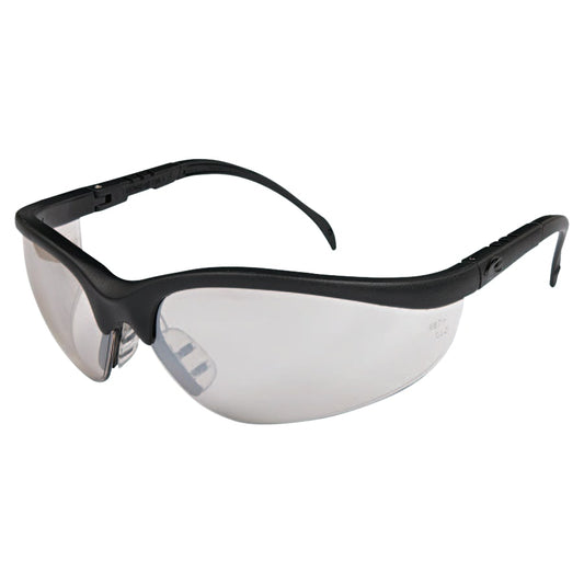 Klondike®KD1 Series Protective Eyewear, Indoor/Outdoor Clear Mirror Lens, Polycarbonate, Black Frame