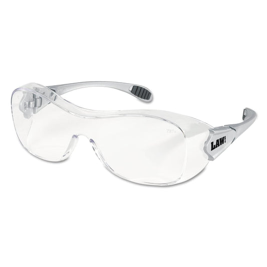 Law® OTG Protective Eyewear, Clear Lens, Polycarbonate, Anti-Fog, Silver Frame