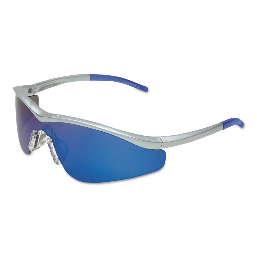 Triwear Protective Eyewear, Blue Diamond Mirror Lens, Steel Frame