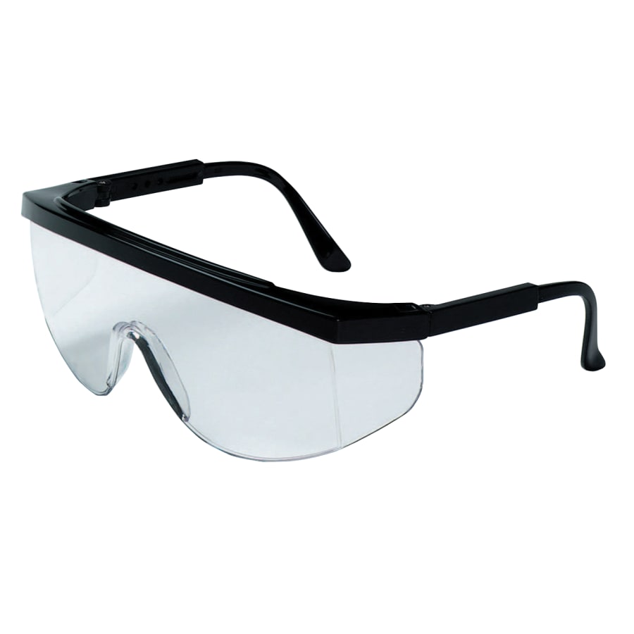 TK1 Series Safety Glasses, Clear Lens, Scratch-Resistant, Black Frame, Nylon