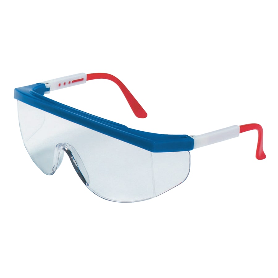 Tomahawk Protective Eyewear, Clear Lens, Duramass HC, Blue/Red/White Frame