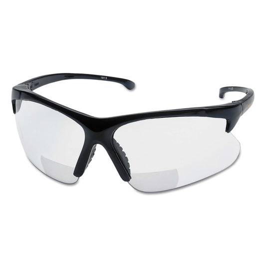 V60 30-06 Rx Readers Prescription Safety Glasses, Clear Polycarbonate Lens, Hardcoated, Black, Nylon, +1.5