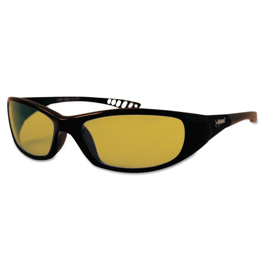 V40 Hellraiser™ Safety Glasses, Amber Polycarbonate Lens, Uncoated, Black, Nylon