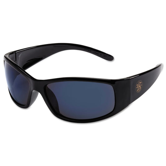 Elite™ Safety Glasses, Blue Mirror Polycarbonate Lens, Mirror, Black, Nylon