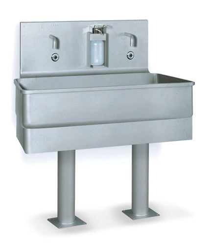 Roser Model 150 floor Mounted 2 Station Washbasin with Soap Dispenser