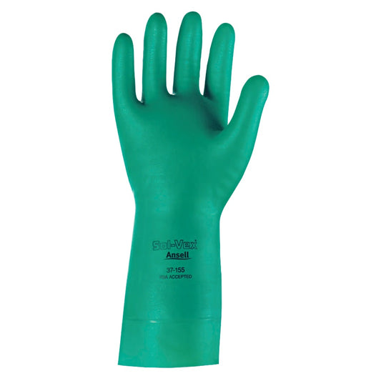 AlphaTec® Solvex® Nitrile Gloves, Gauntlet Cuff, Unlined, Size 10, Green, 15 mil