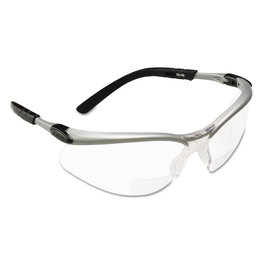 BX Safety Eyewear, +2.5 Diopter Polycarbon Hard Coat Lenses, Silver/Black Frame