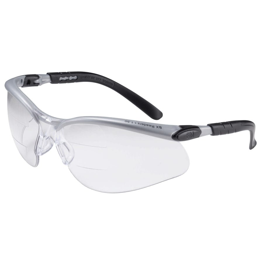 BX Safety Eyewear, +2.5 Diopter Polycarbon Anti-Fog Lenses, Silver/Black Frame