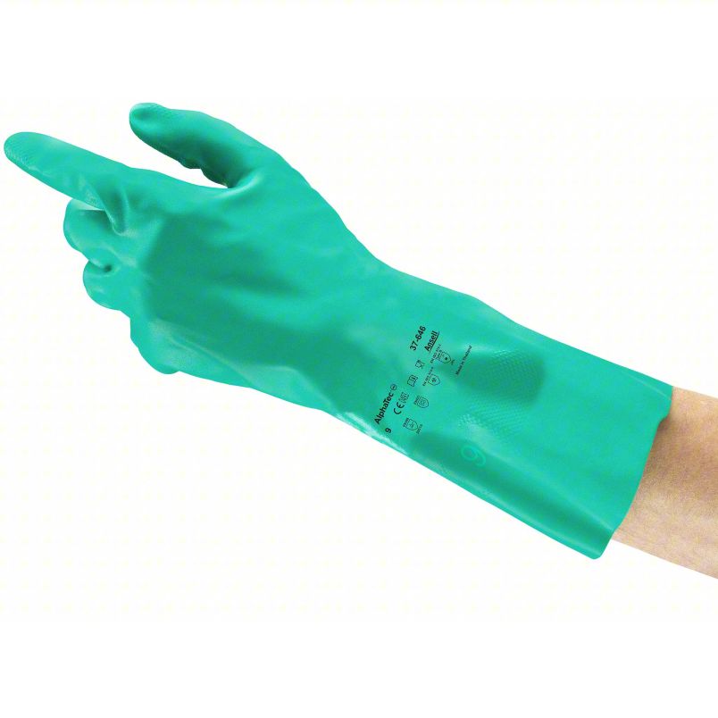 AlphaTec® 37-646 Chemical Resistant Nitrile Gloves, 9, Green, 11 Mil