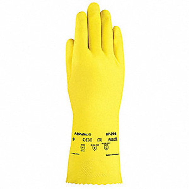 Latex Chemical Resistant Gloves, Size 9, Natural Rubber Latex