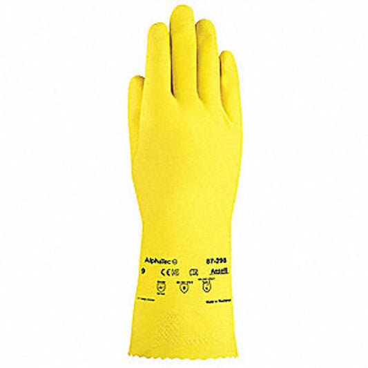 Latex Chemical Resistant Gloves, Size 9, Natural Rubber Latex