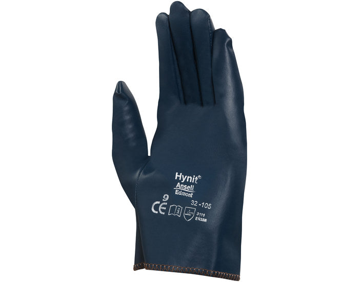 Hynit® Coated Gloves, Size 6.5, Blue, Straight Thumb