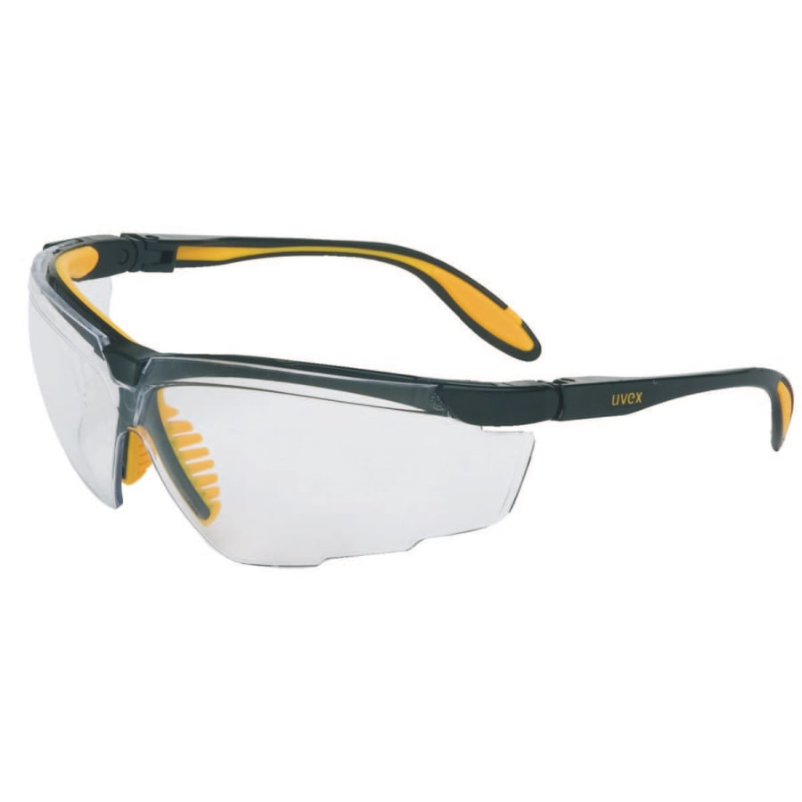 Genesis X2 Eyewear, Clear Polycarb Hard Coat Lenses, Black/Yellow Polycarb Frame