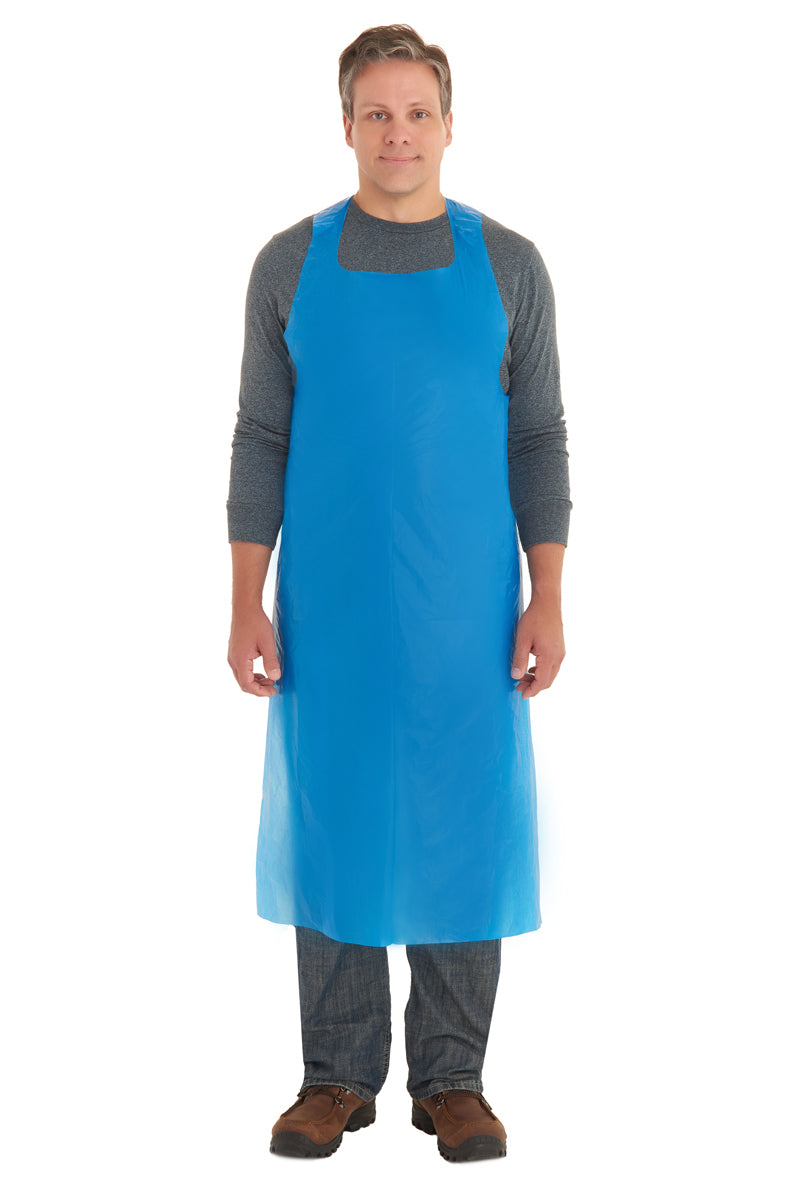 Disposable Polyethylene Apron, Blue, 27 in x 46 in