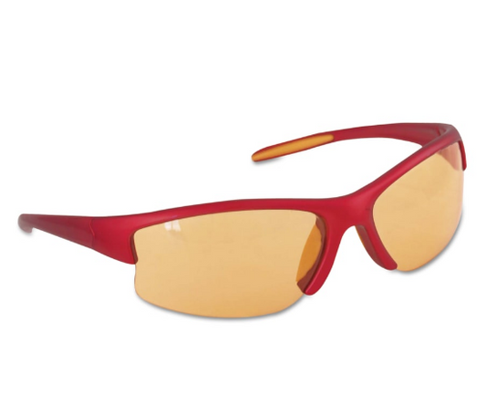 Equalizer Safety Glasses, Amber Polycarbonate Lens, Uncoated, Red, Nylon