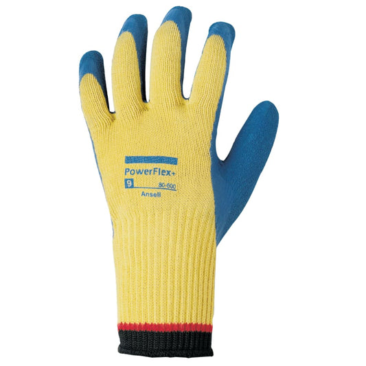 PowerFlex Plus Gloves, Size 8, Yellow/Blue