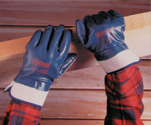 Hycron Nitrile Coated Gloves, Extra Rough Finish, Size 10, Blue